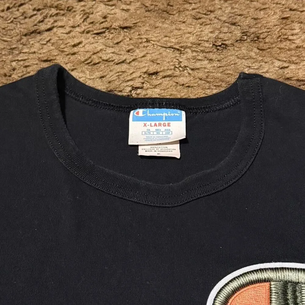 Champion Thread Logo T-Shirt Tee Black XLarge - Picture 4 of 6